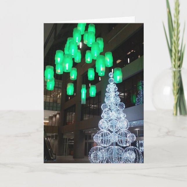 Cartão de Natal "Decorações de Natal do IDS Center (Frente)