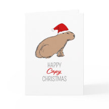 Cartão de Natal Desenhado À Mão Da Capybara Cute