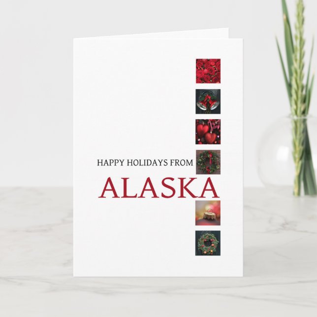 Cartão de Natal do Alaska com enfeites (Frente)
