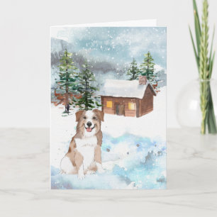 Cartão de Natal do Australian Shepherd (Vermelho)