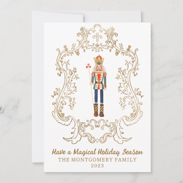 Cartão de Natal do Ballet Quebra-Nozes com Crista  (Frente)