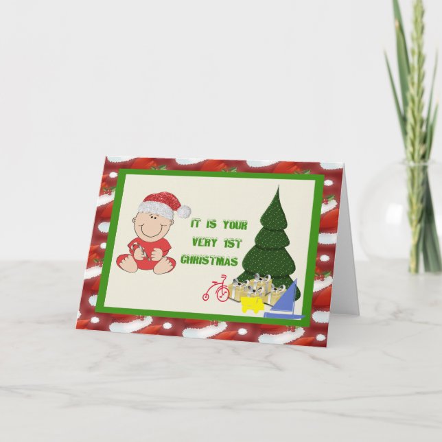 Cartão de Natal do bebé primeiro (Frente)