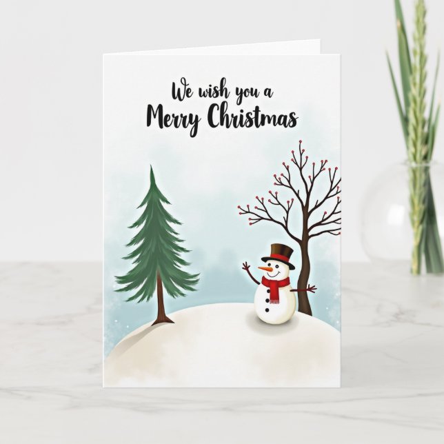 Cartão de Natal do Boneco de Neve Alegre (Frente)
