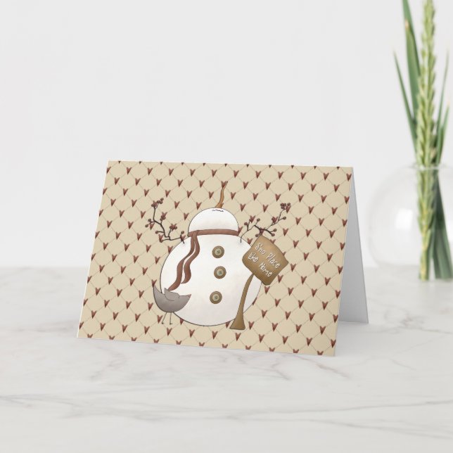 Cartão de Natal do boneco de neve de Nowel do país (Frente)