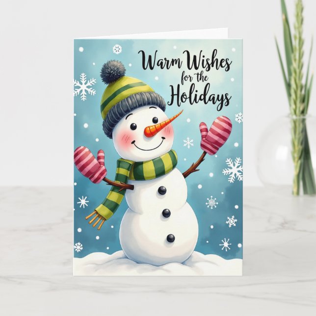 Cartão de Natal do Boneco de Neve Jovial (Frente)