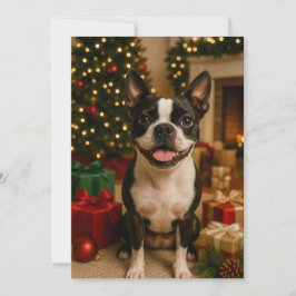 Cartão de Natal do Boston Terrier