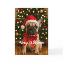 Cartão de Natal do Bulldog Francês Feliz Woofmas