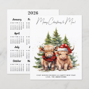 Cartão de Natal do Calendário Highland Cow Orçamen