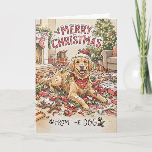 Cartão de Natal do Cão Retriever Dourado (Frente)