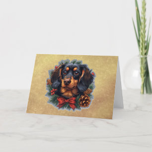 Cartão de Natal do Cãozinho Dachshund Fofo