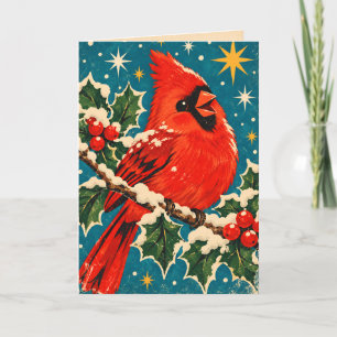 Cartão de Natal do Cardinal Vermelho Vintage