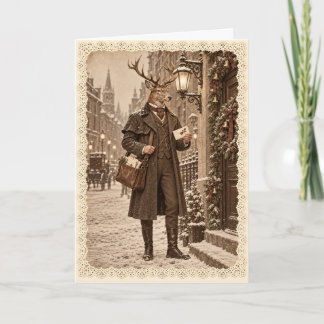 Cartão de Natal do Carteiro de Veado Vitoriano