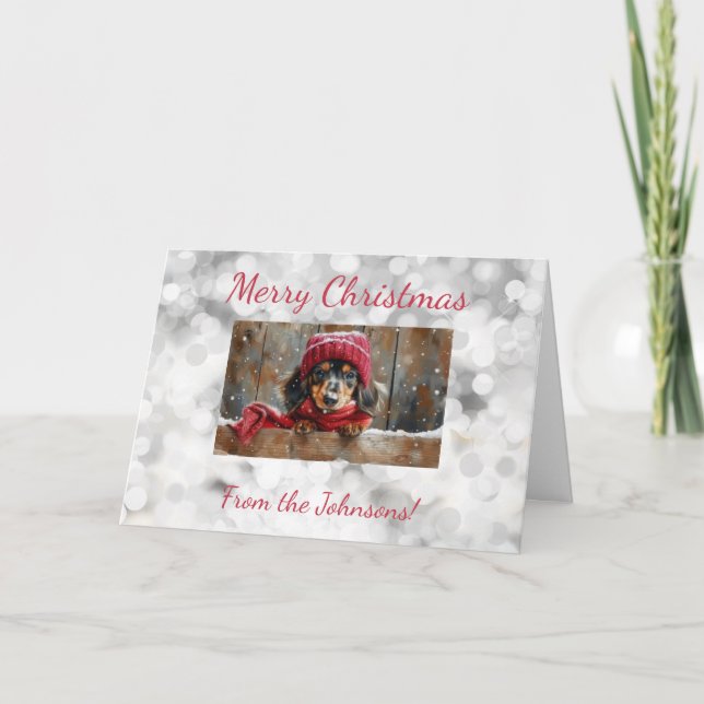 Cartão de Natal do Dachshund Fofo Férias (Frente)