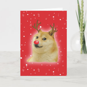 Cartão de Natal do Doggo vermelho Meme do Cachorro