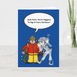 Cartão de Natal do Fireman e Jack Frost