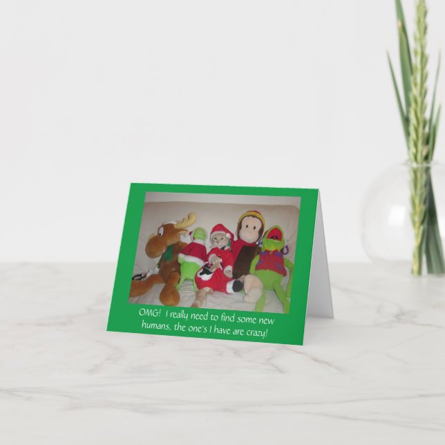 Cartão de Natal do Gato do Papai Noel Engraçado Te (Frente)