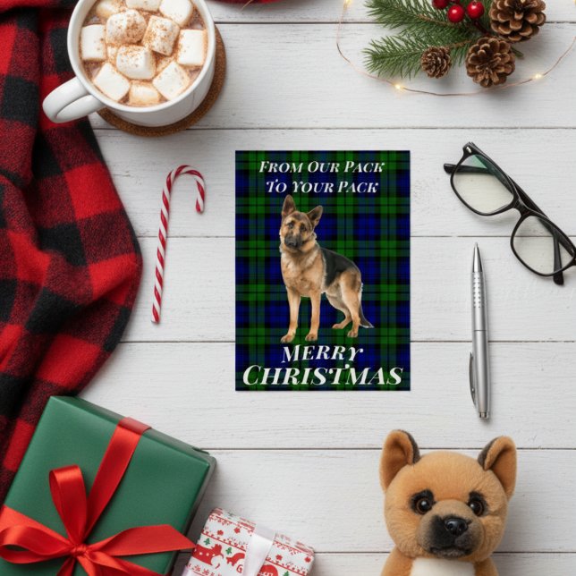 Cartão de Natal do german shepherd Tartan ( German Shepherd Tartan Christmas Card)