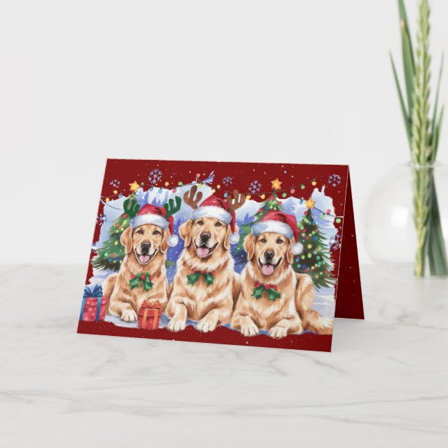 Cartão de Natal do Golden Retriever (Frente)