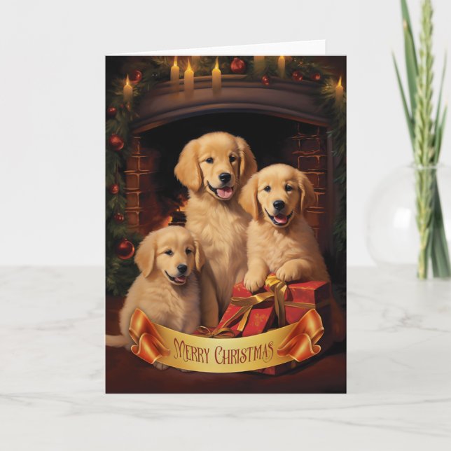 cartão de Natal do Golden Retriever (Frente)