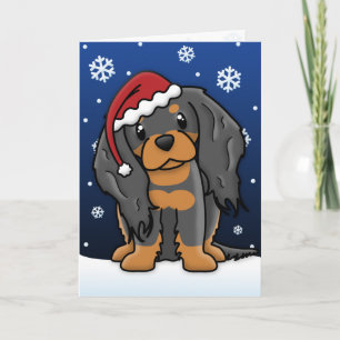 Cartão de Natal do Kawaii Black & Tan Cavalier Spa