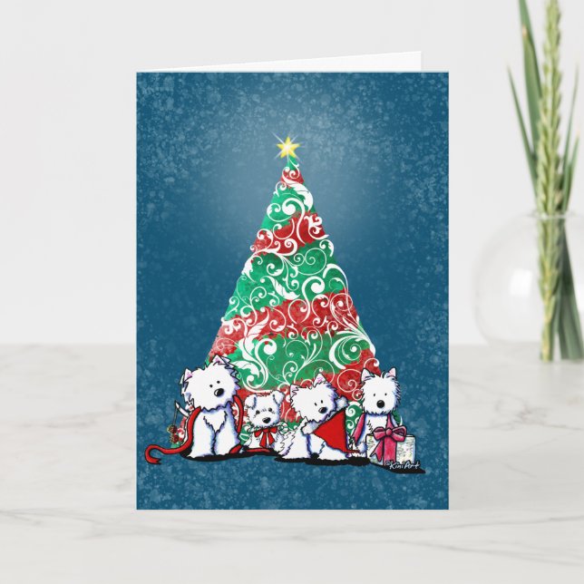 Cartão de Natal do KiniArt Westie Terriers (Frente)