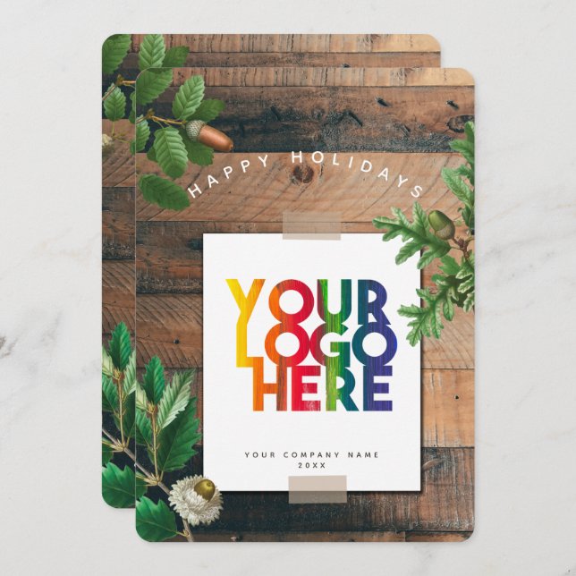 Cartão de Natal do Logotipo Comercial Feriado Vint (Frente/Verso)