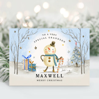 Cartão de Natal do neto, Cartão de Férias Azul