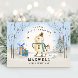 Cartão de Natal do neto, Cartão de Férias Azul