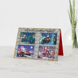 Cartão de Natal do Papai Noel de Moto