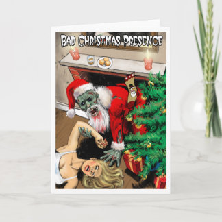 Cartão de Natal do papai noel do zombi - interior