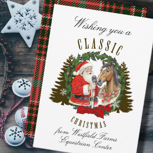 Cartão de Natal do Papai Noel e Cavalo