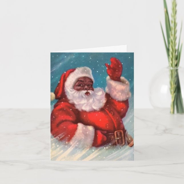 Cartão de Natal do Papai Noel Negro (Frente)