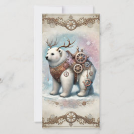 Cartão de Natal do Pastel Steampunk - Urso Branco