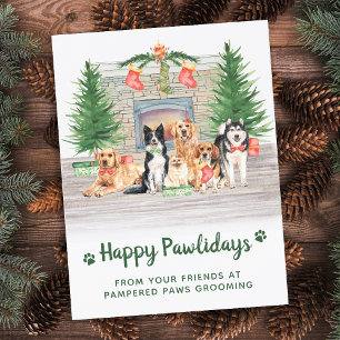 Cartão de Natal do Pet Business Dog de Orçamento