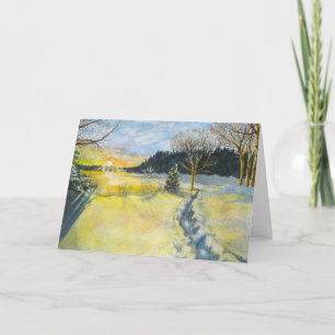 Cartão de Natal do Sol e Neve de inverno