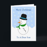 Cartão de Natal do Son Snowman<br><div class="desc">Cartão de saudação filho design de boneco de Natal. Personalize este cartão de Natal com qualquer texto, depois imprimi-lo e enviá-lo a você ou baixá-lo instantaneamente. Se precisar de ajuda para personalizar, entre em contato conosco através do link desta página. Filho design de boneco de neve personalizado cartão de Natal...</div>