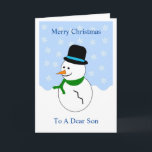 Cartão de Natal do Son Snowman<br><div class="desc">Cartão de saudação filho design de boneco de Natal. Personalize este cartão de Natal com qualquer texto, depois imprimi-lo e enviá-lo a você ou baixá-lo instantaneamente. Se precisar de ajuda para personalizar, entre em contato conosco através do link desta página. Filho design de boneco de neve personalizado cartão de Natal...</div>