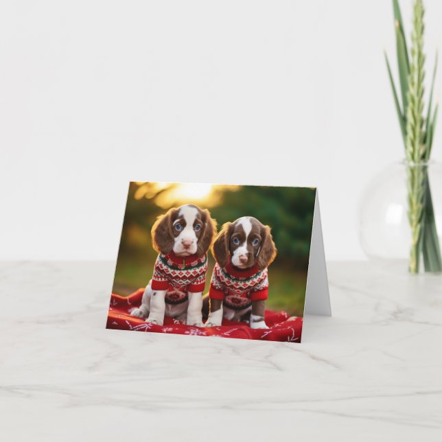 Cartão de Natal do Springer Spaniel (Frente)