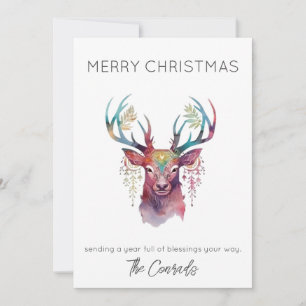 Cartão de Natal do Stag Watercolor