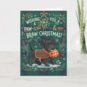 Cartão de Natal do Terrier Escocês Paw Some
