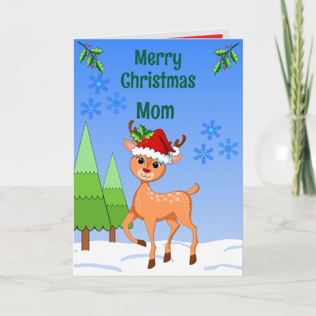 Cartão de Natal Dobrado BambiDeer (Frente)
