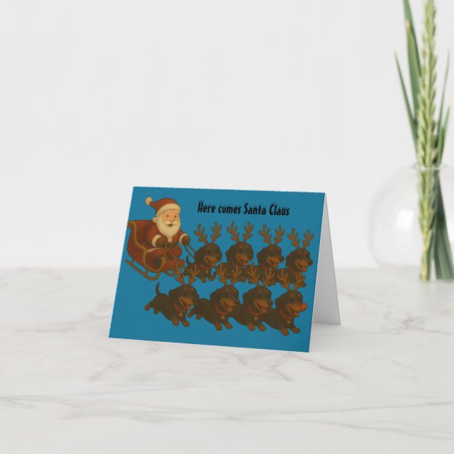 Cartão de Natal Dobrado de Dachshund (Frente)