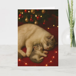 Cartão de Natal Dobrado de Gatos Dormindo
