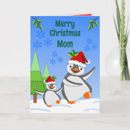 Cartão de Natal Dobrado de Pinguins