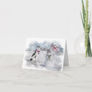Cartão de Natal dobrado Homem de Neve Cowboy