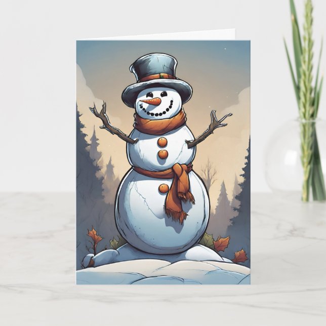 Cartão de Natal Dobrável com Arte Conceitual Retro (Frente)