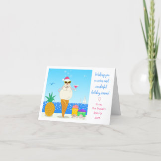 Cartão de Natal Dobrável com Papai Noel Tropical