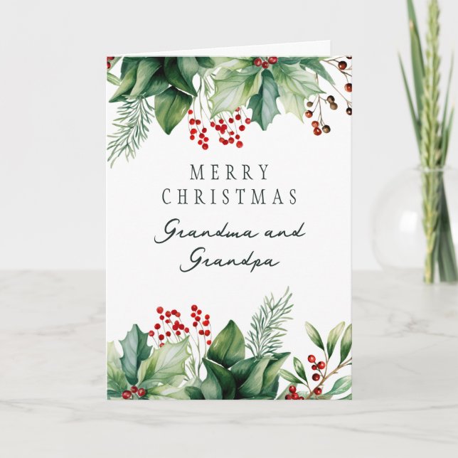 Cartão de Natal dobrável da Vovó e do Vovô (Frente)