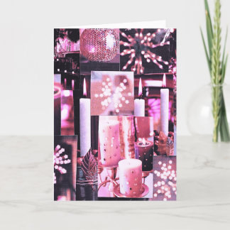 Cartão de Natal Dobrável de Velas e Brilhos