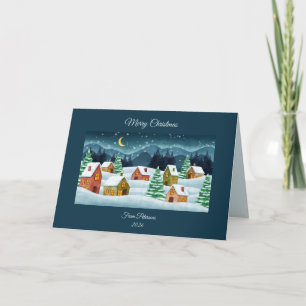 Cartão de Natal dobrável personalizável Inverno na